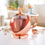 Pinky Up Rose Gold Wrapped Teapot – Tea Clear Glass Pot with Infuser Strainer and Tea Kettle for Loose Tea, 24 Oz